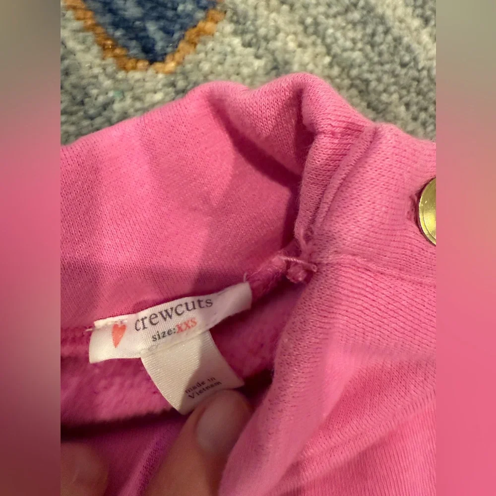 Crewcuts Toddler Girls pink Crewneck sweatshirt gold shoulder poppers size XXS